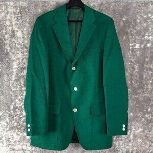 Moygashel Size 40R Linen Blend Career Blazer Jacket Green Long Sleeve Pocket